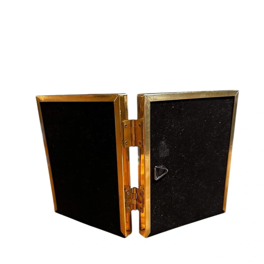 State St. Solid Brass Lacquer Coated Polished Double Photo Hinged Frame 3x5